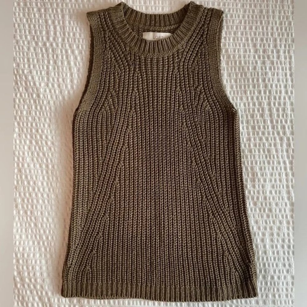 LOFT Sweater / Knitted Tank Top - Olive